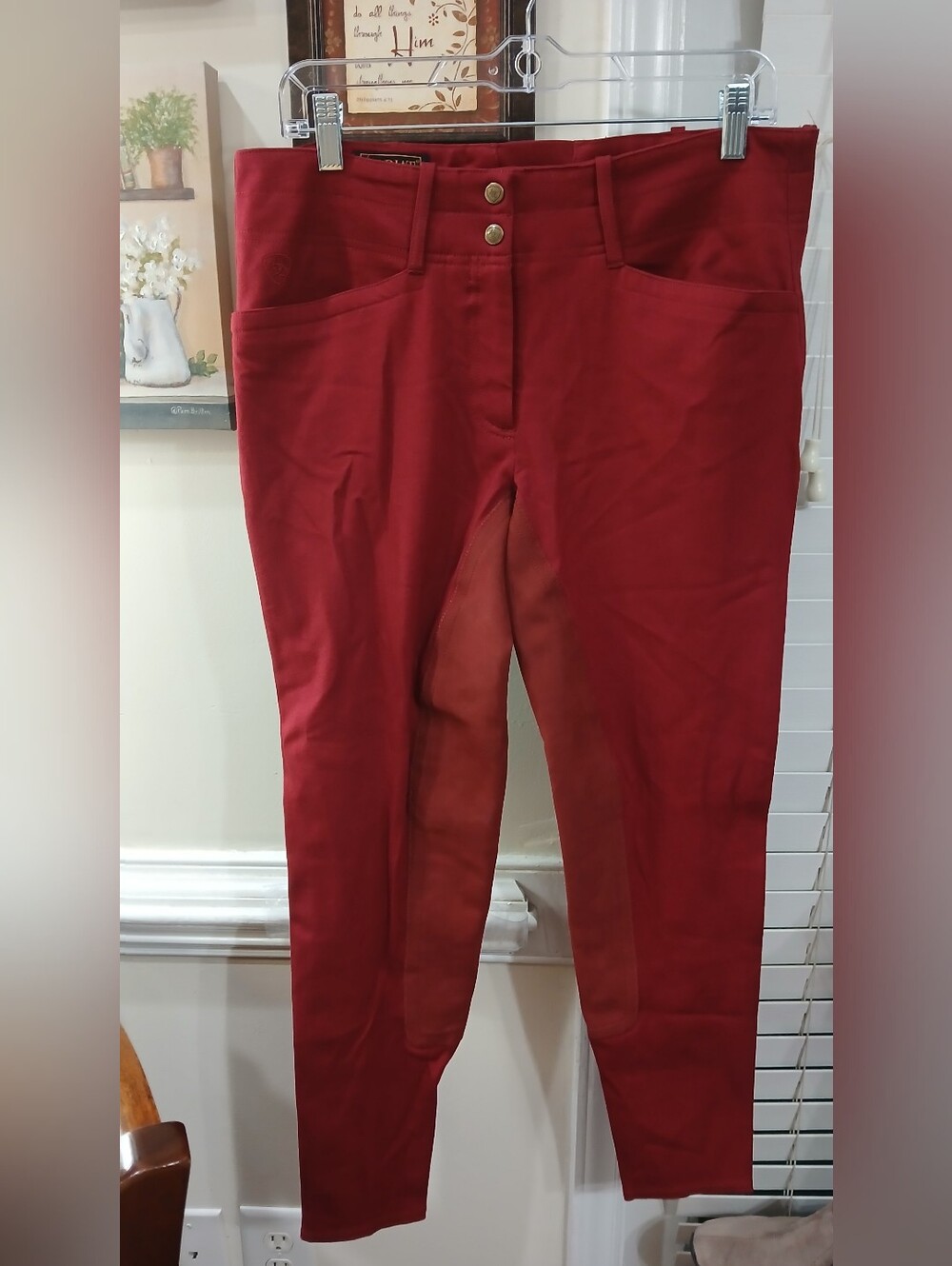 Ariat Women's Red Riding Breeches Jodhpurs Pants 32L 94% Cotton 6% Spandex